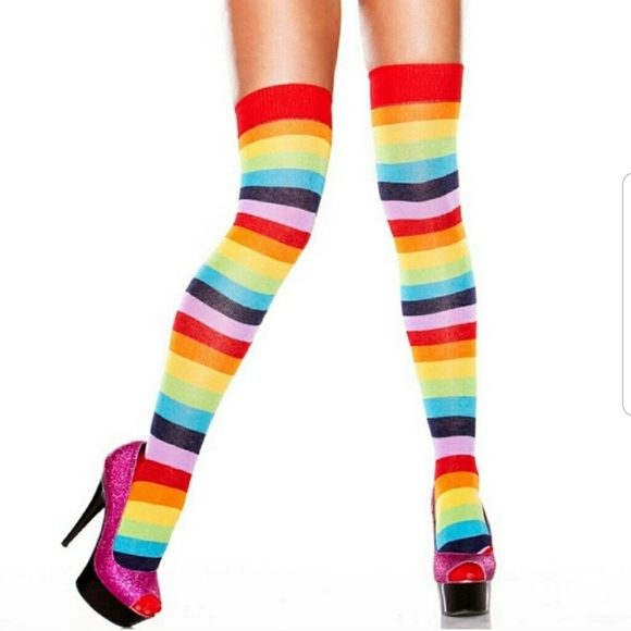 Hustler Hollywood Accessories - Hustler Lingerie Thigh High Rainbow Socks